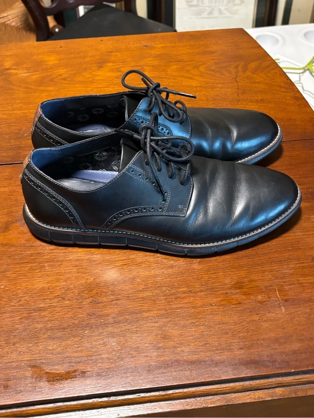 Johnston & Murphy Men’s Wingtip Oxford Hybrid Dress Shoes  Black Leather Size 9M